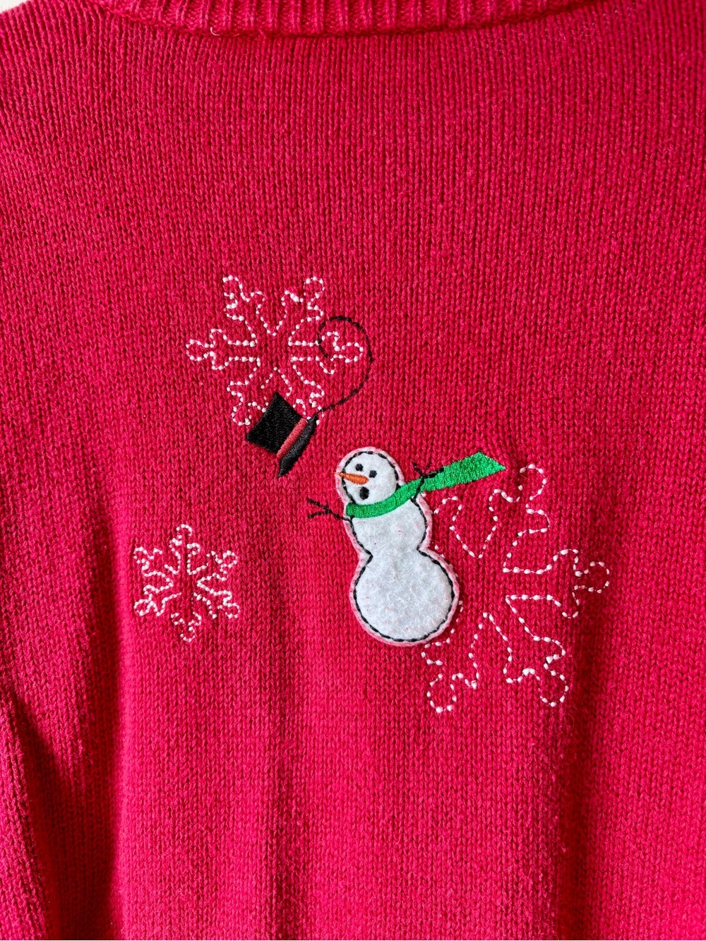 Vintage Red Snowman Button-Up Holiday Cardigan - Picture 5 of 5